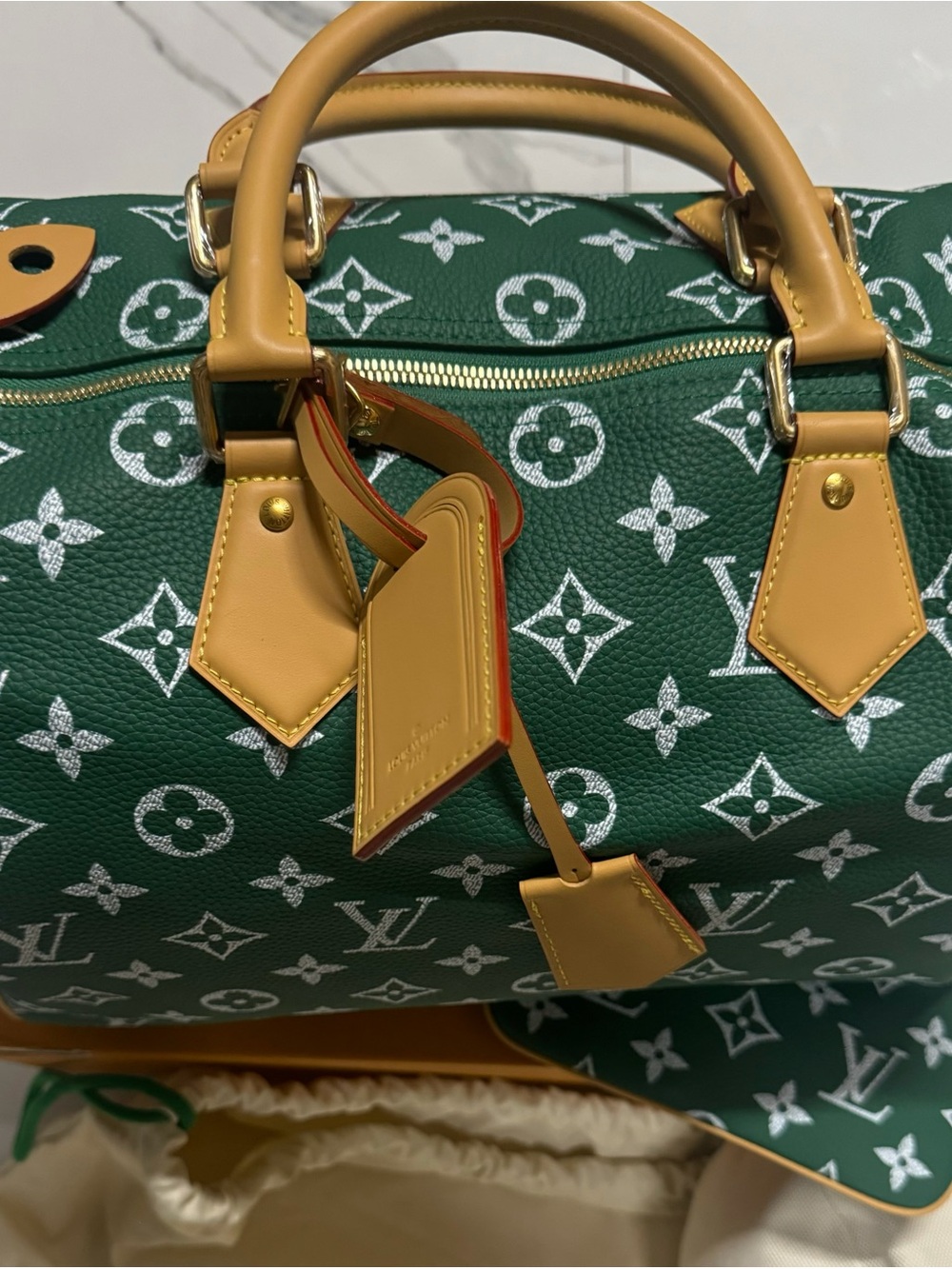 Louis Vuitton SPEEDY P9 Bandouliere 40 Green Handbag Monogram Canvas duffle